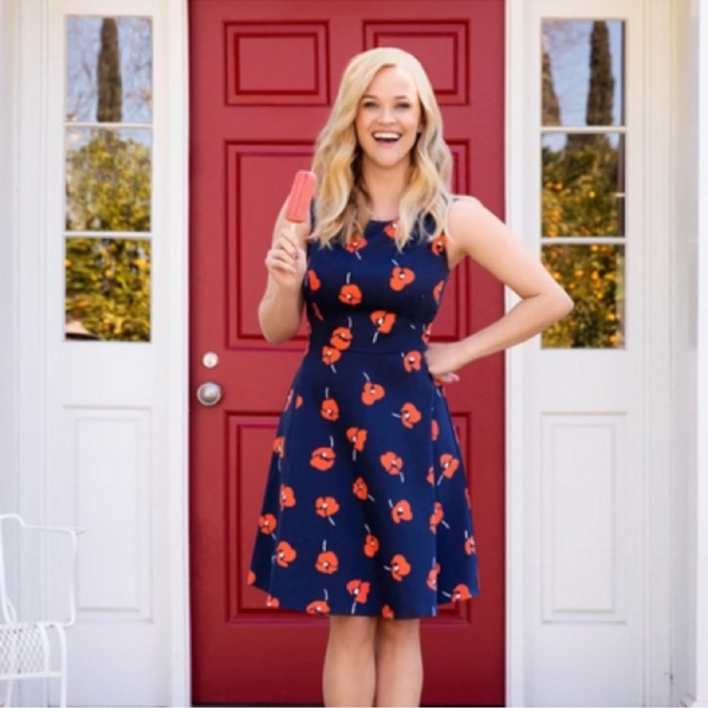 Draper James Navy Poppy Love Circle A-Line Dress 0